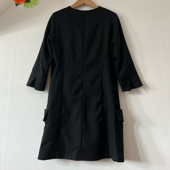 Rag and Bone sz 4 black wool dress LBD round neck POCKETS small hole - Picture 3 of 16